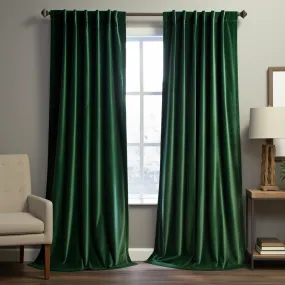 Emerald Green Velvet Back Tab Curtain - Custom Sizes and Colours