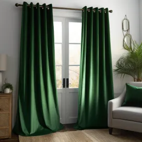 Emerald Green Velvet Blackout Grommet Curtain - Custom Sizes and Colours