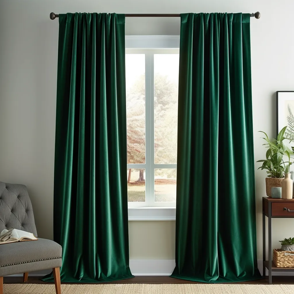 Emerald Green Velvet Blackout Rod Pocket Curtain - Custom Sizes and Colours