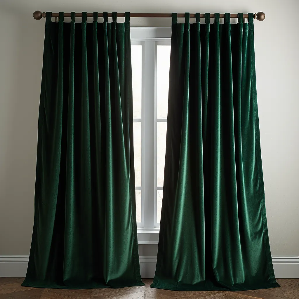 Emerald Green Velvet Blackout Tab Top Curtain - Custom Sizes and Colours