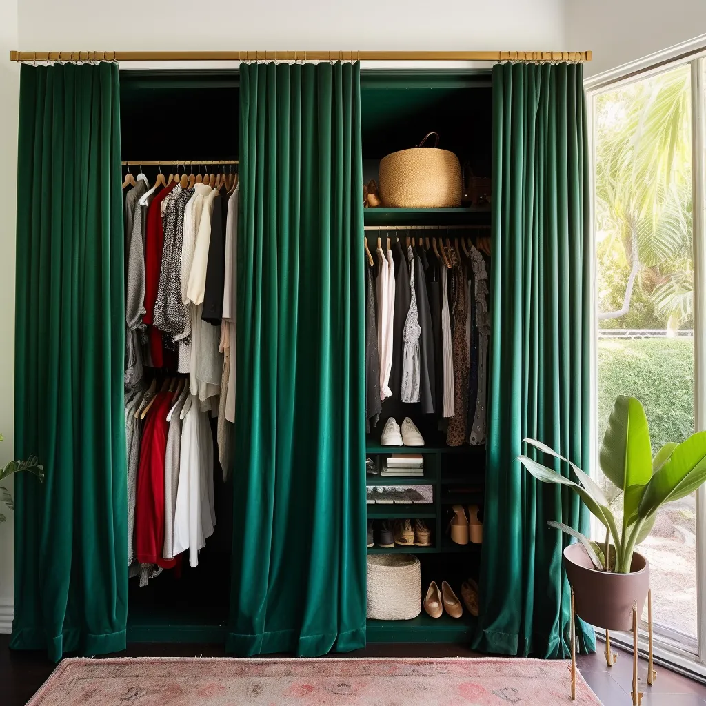 Emerald Green Velvet S-Fold Closet Curtain - Custom Width and Length