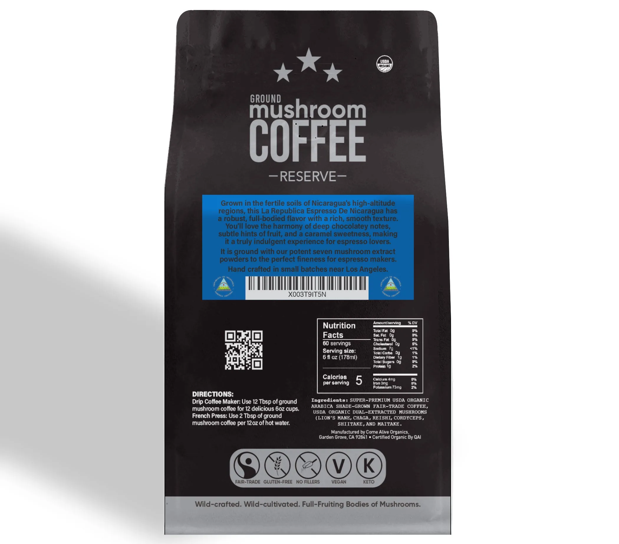 Espresso De Nicaragua Ground RESERVE Mushroom Coffee