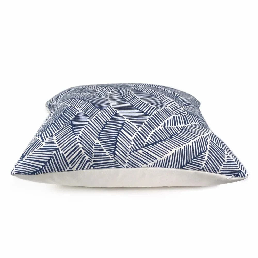 F Schumacher Abstract Leaf Navy Blue White Pillow Cover