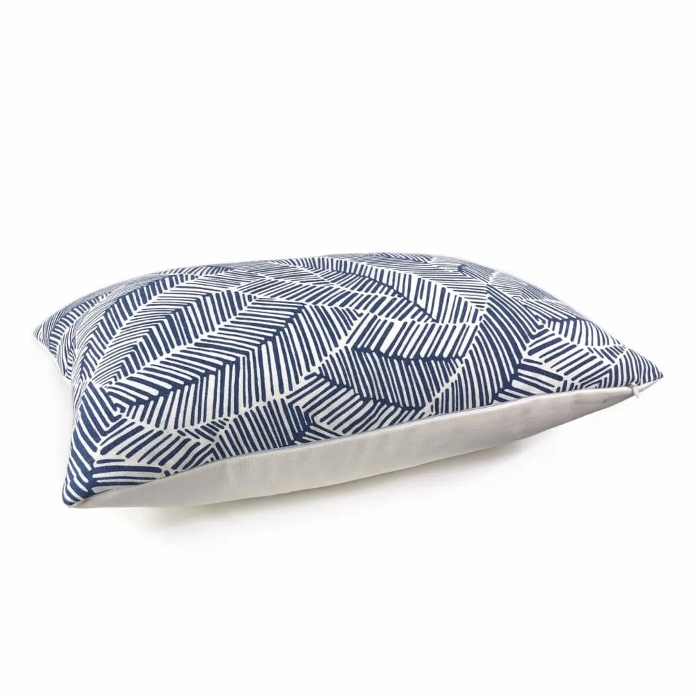 F Schumacher Abstract Leaf Navy Blue White Pillow Cover