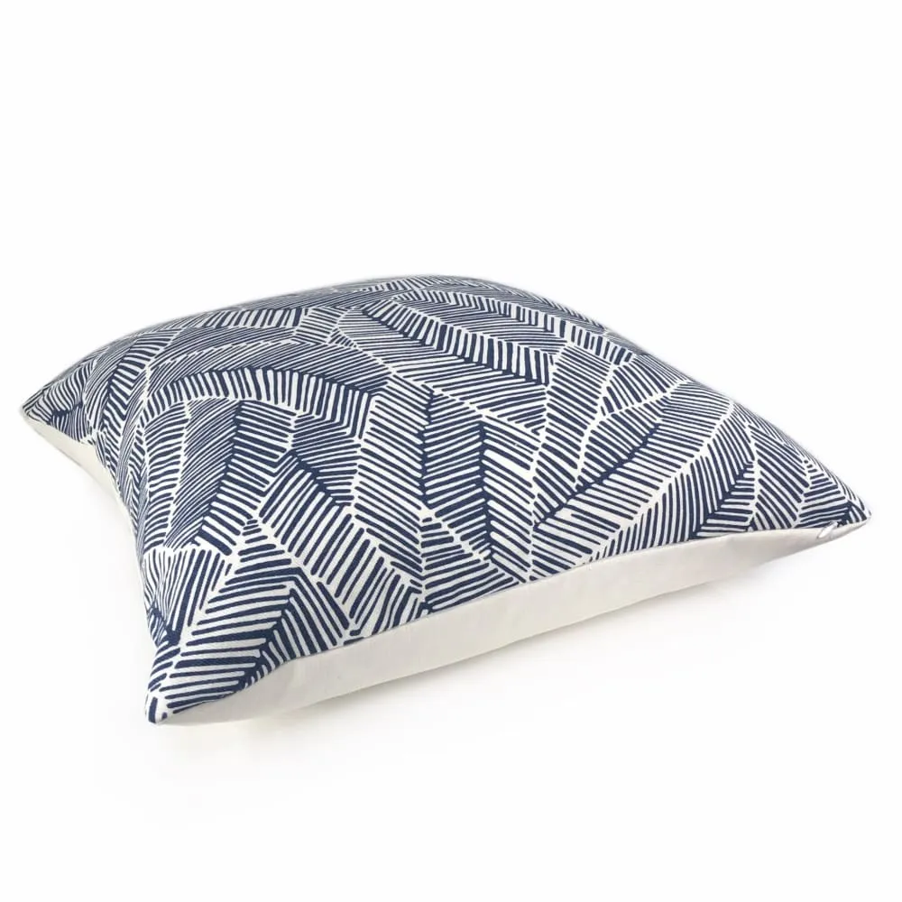 F Schumacher Abstract Leaf Navy Blue White Pillow Cover