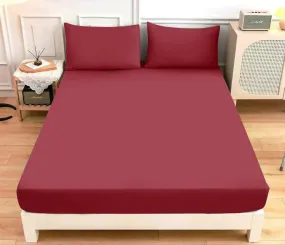 Fitted Bed Sheet Dyed-Maroon