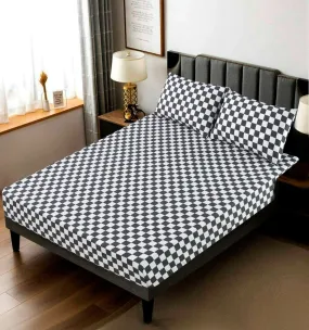 Fitted Bed Sheet-Grey Chess