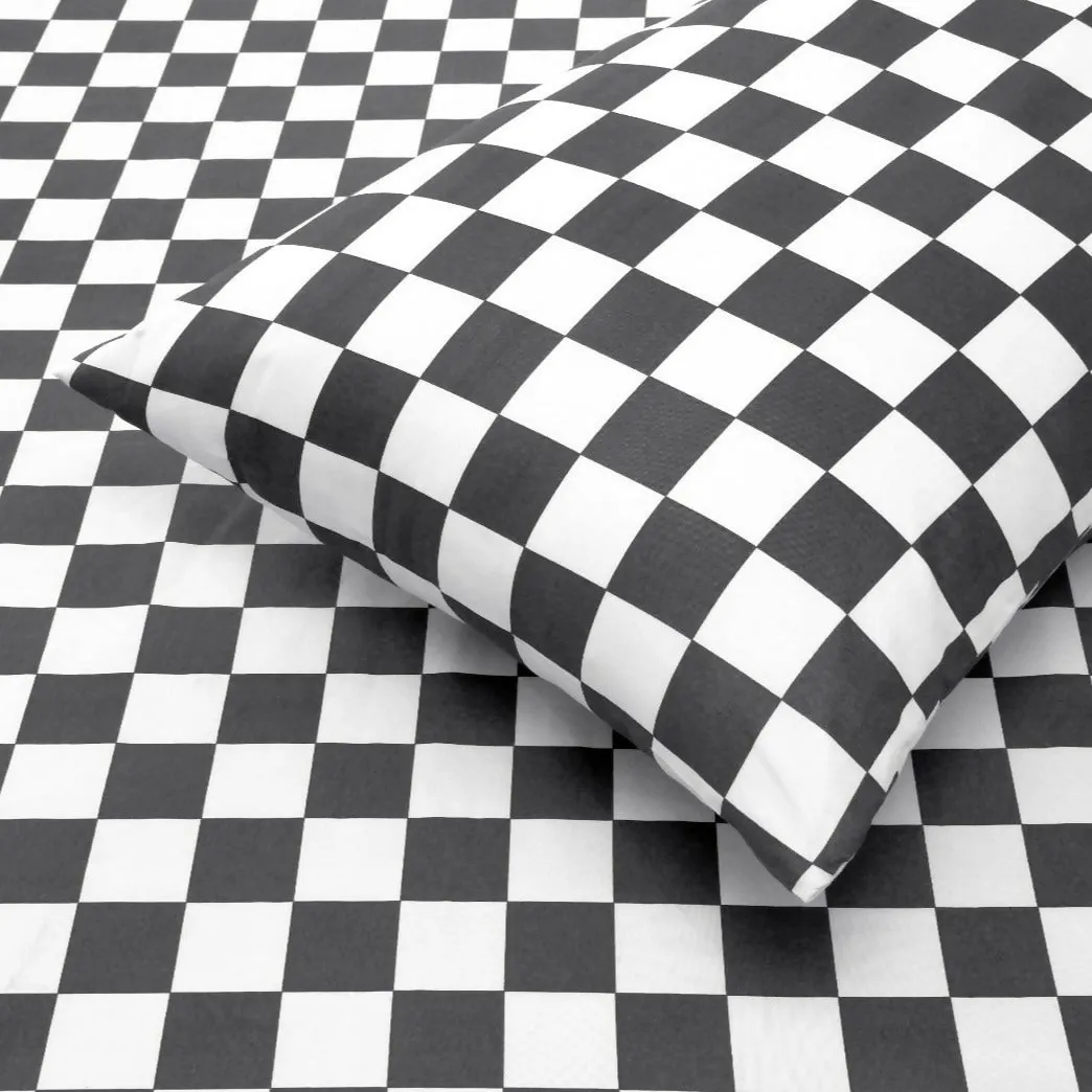 Fitted Bed Sheet-Grey Chess