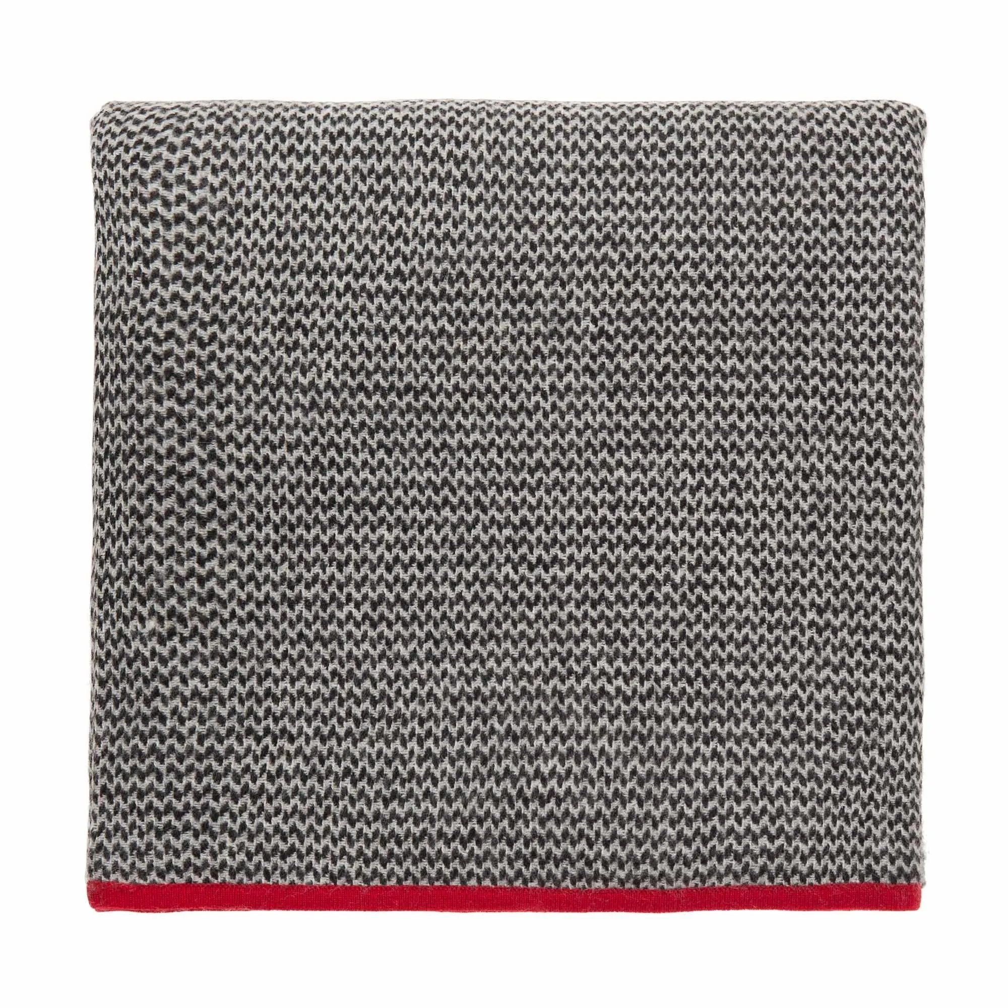 Foligno Cashmere Blanket [Black/Cream/Red]