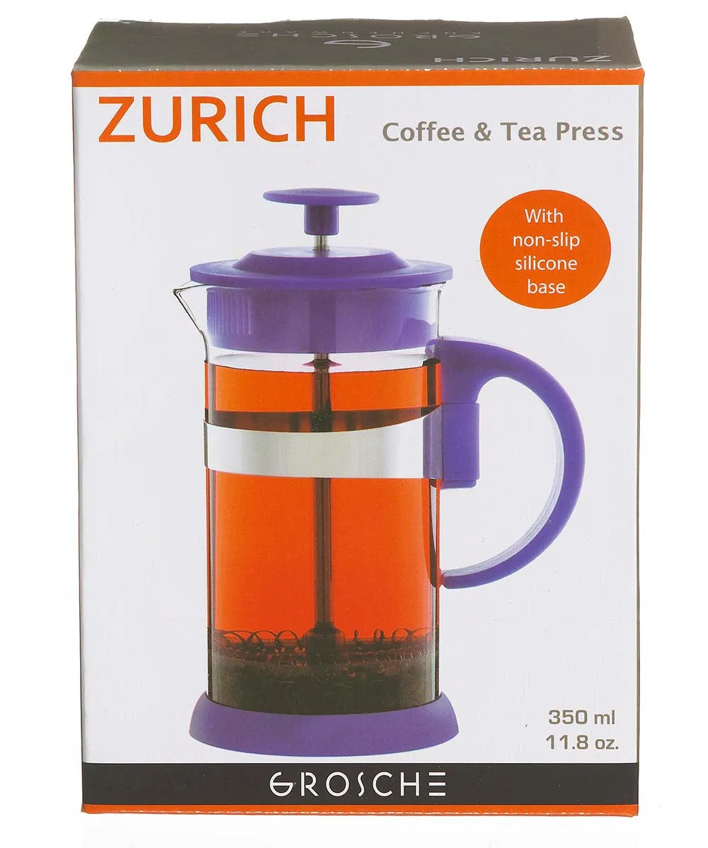 French Press: GROSCHE Zurich - Purple, available in 2 sizes, 8 cup and 3 cup