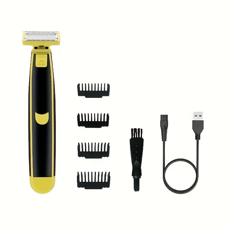 Full Body Groomer Kit - Washable, Rechargeable, Wet and Dry Electric Shaver with Trimmer for Men's Face and Leg Hair Removal - Easy to Clean and Travel-Friendly