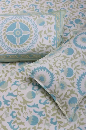 Gayatri Pomegranate Vine Olive Cotton Bedsheet