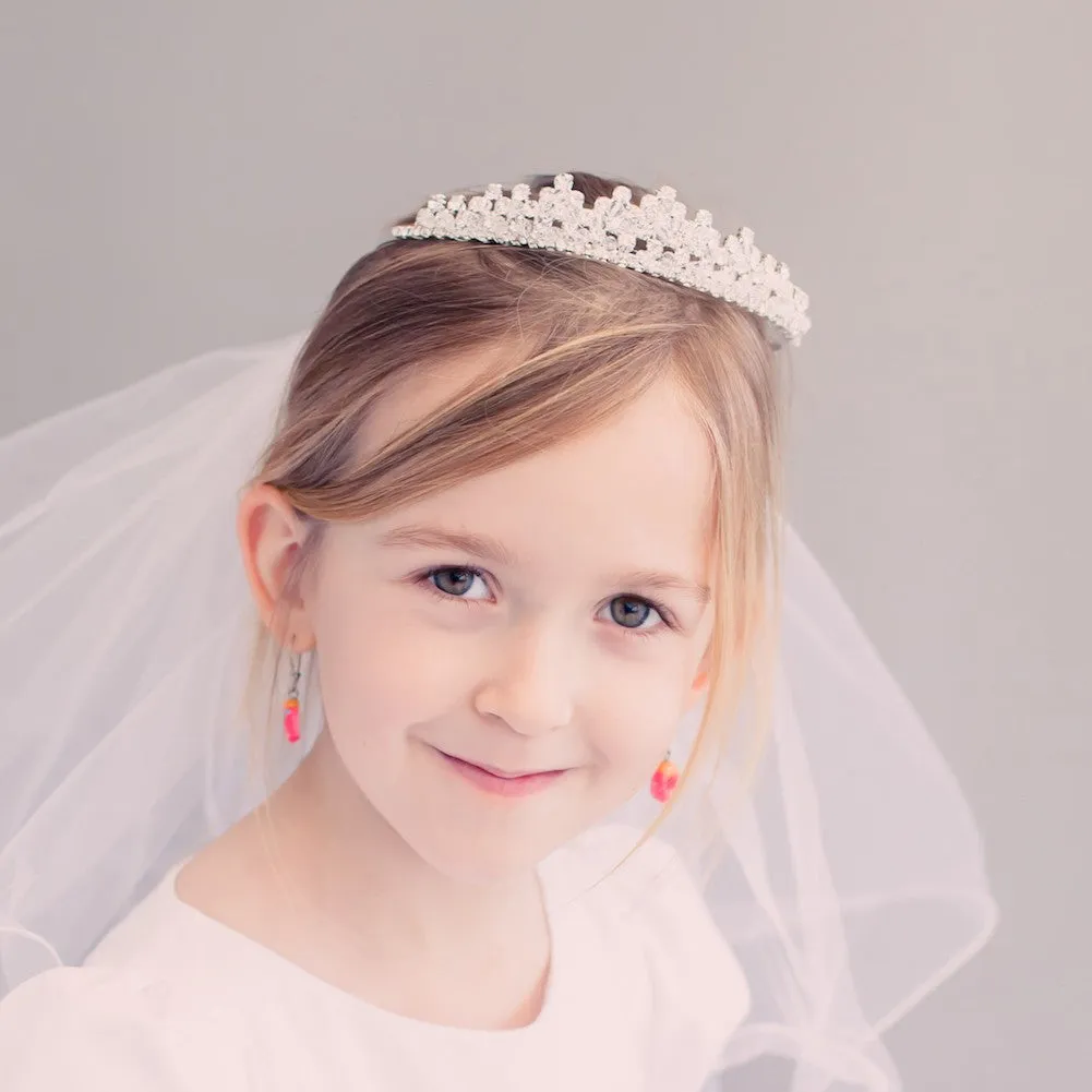 Girls Crystals Special Occasion Crown Veil Tiara