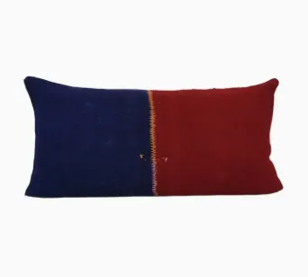 Handmade Organic Bench Pillow Cover, Red and Black Vintage