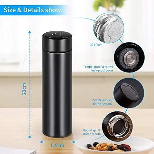 HBNS Smart Vacuum Flasks Bottle with LED Temperature Display with Touch Screen Smart Water Bottle 304 Stainless Steel Perfect for Office, Home, Gym, Outdoor Travel (500ML).