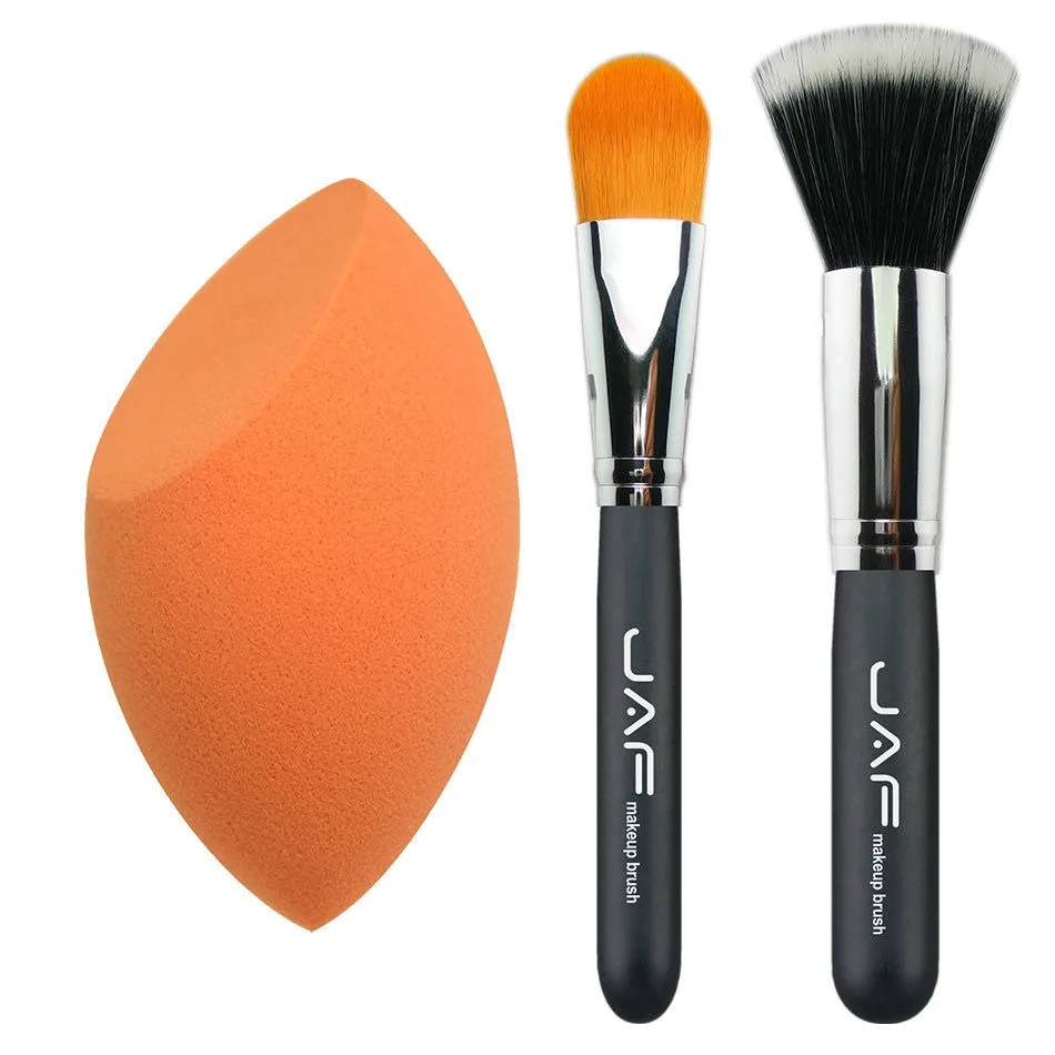 High quality 3pcs in set makeup sponge, Pro Angled Foundation blush Liquid brush, brush Kabuki Makeup Brush Set Cosmetics Tool