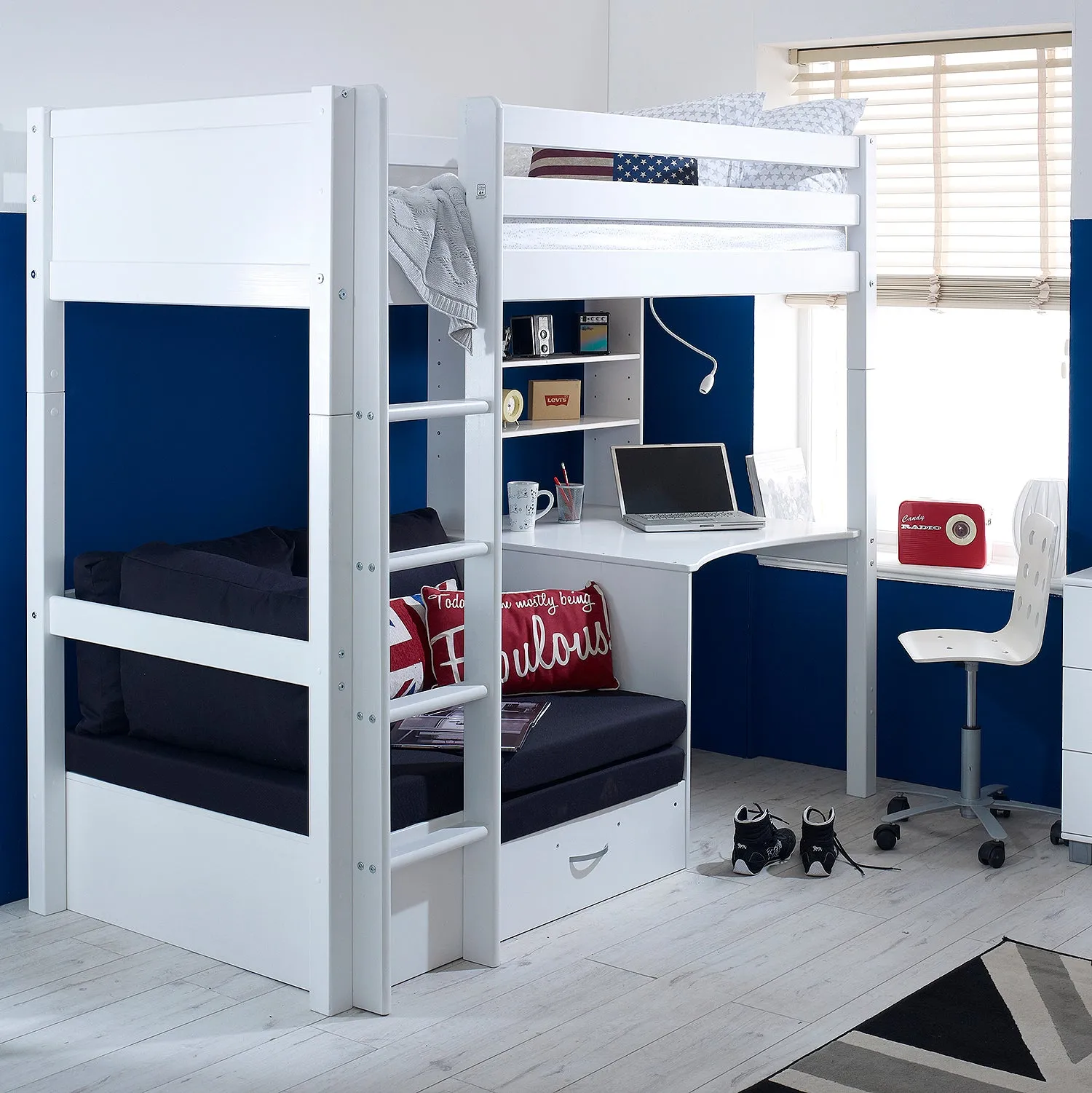 Highsleeper Bed Thuka with Desk & Sofabed