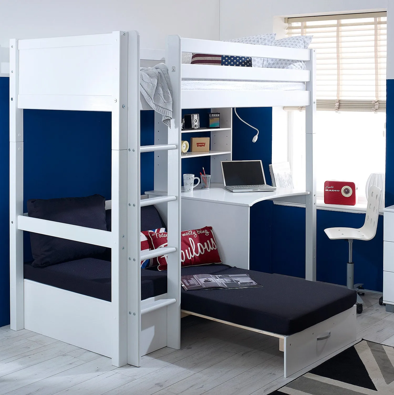 Highsleeper Bed Thuka with Desk & Sofabed