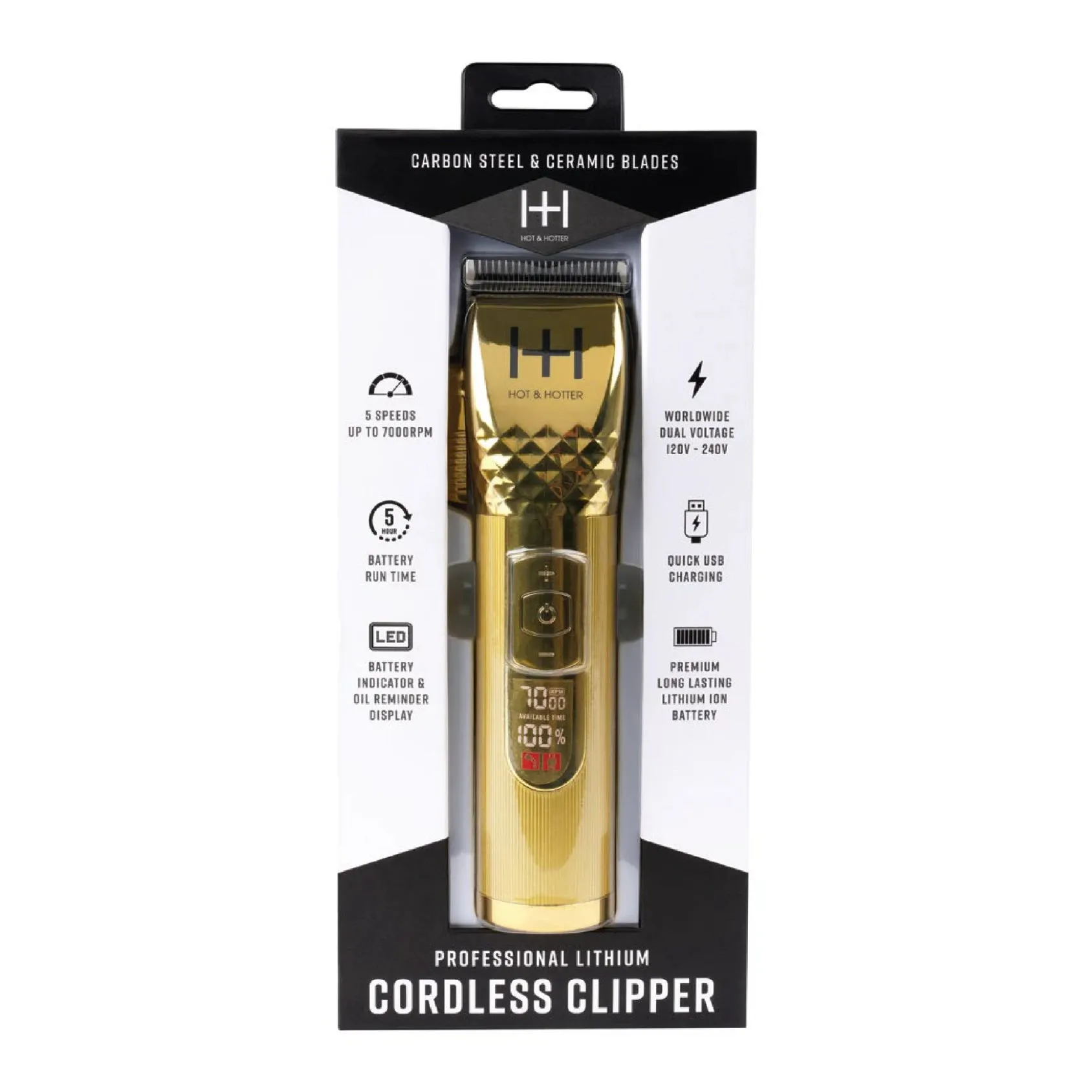 Hot & Hotter Professional Lithium Cordless Clipper Gold