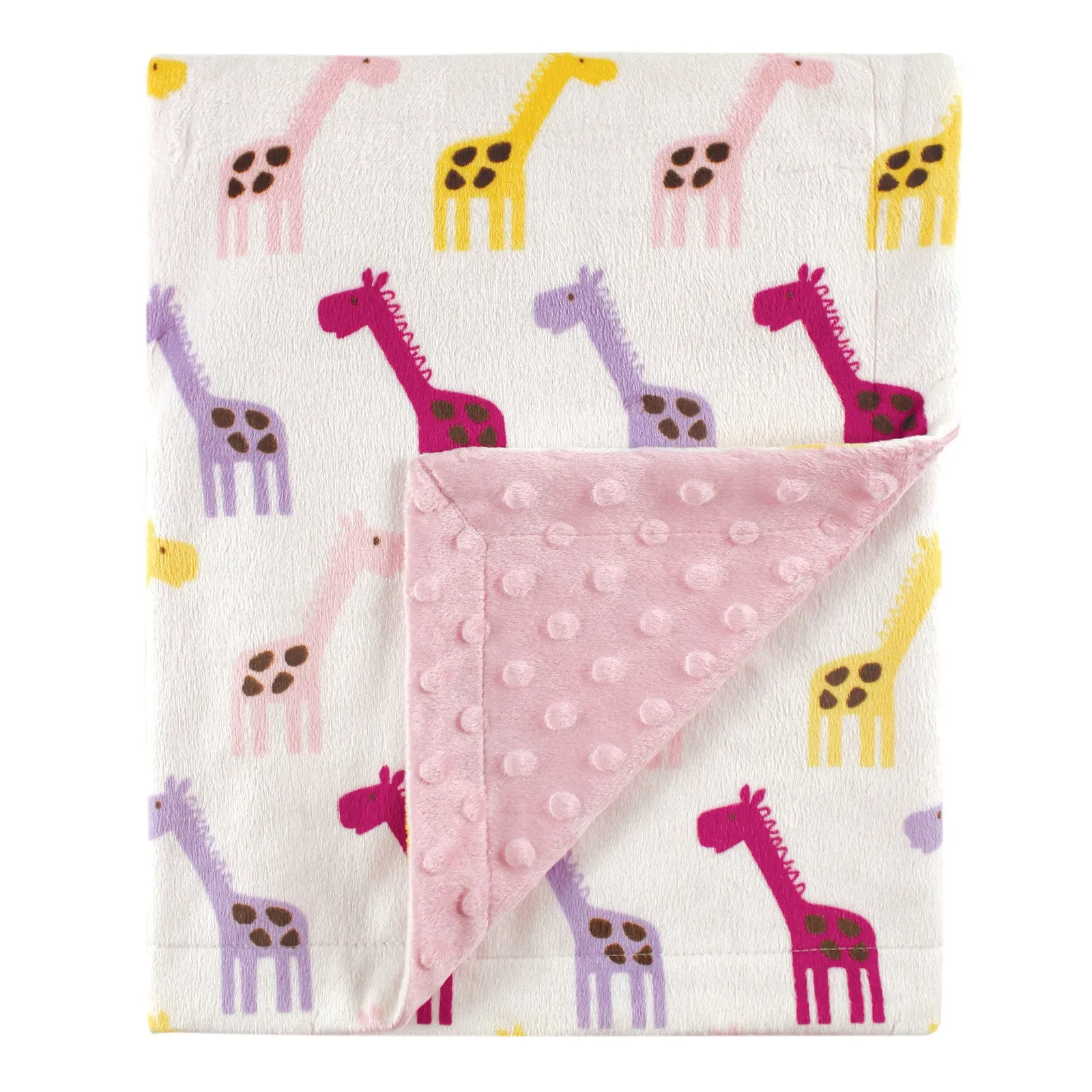 Hudson Baby Plush Mink Blanket, Pink Giraffe