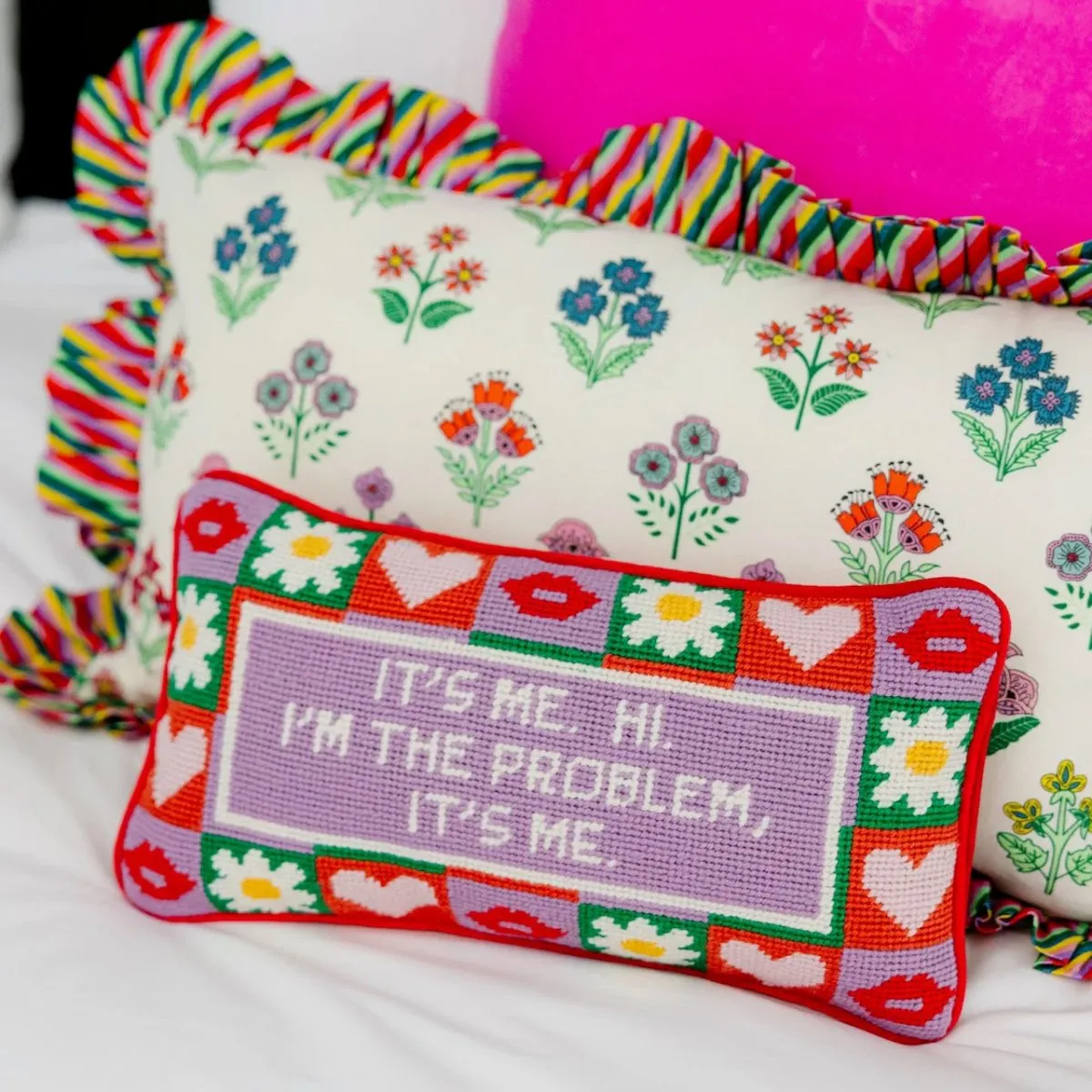 It's Me Needlepoint Pillow by Furbish Studio