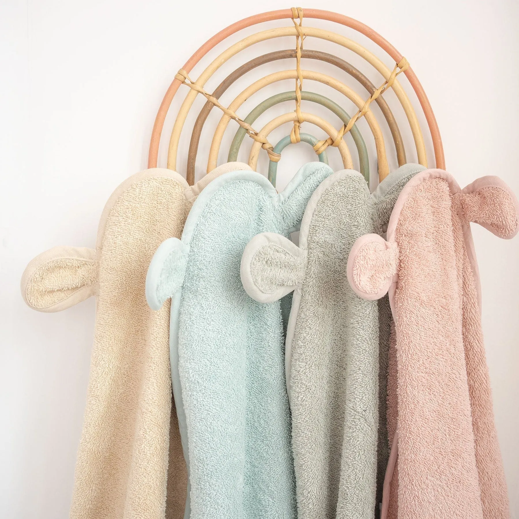 JBØRN Organic Cotton Baby Hooded Towel with Ears | Personalisable