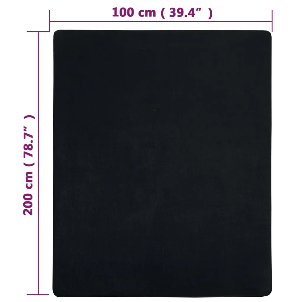 Jersey Fitted Sheet Black 100x200 cm Cotton