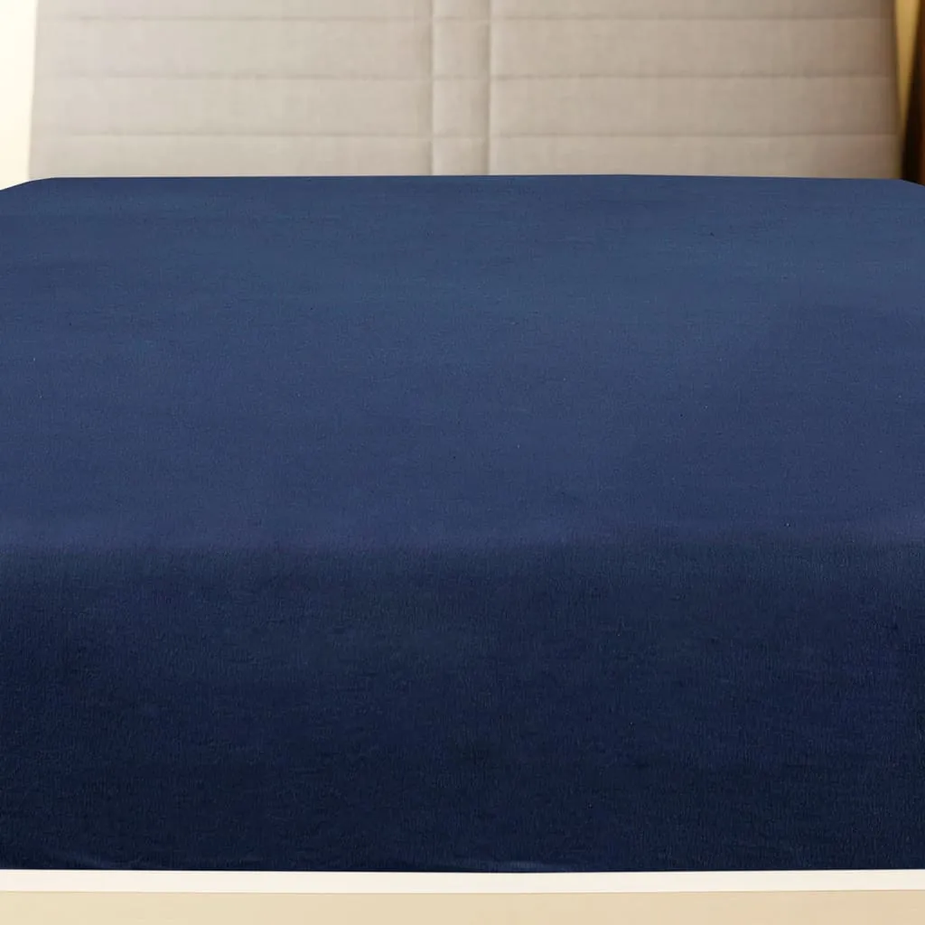 Jersey Fitted Sheets 2 pcs Navy Blue 140x200 cm Cotton