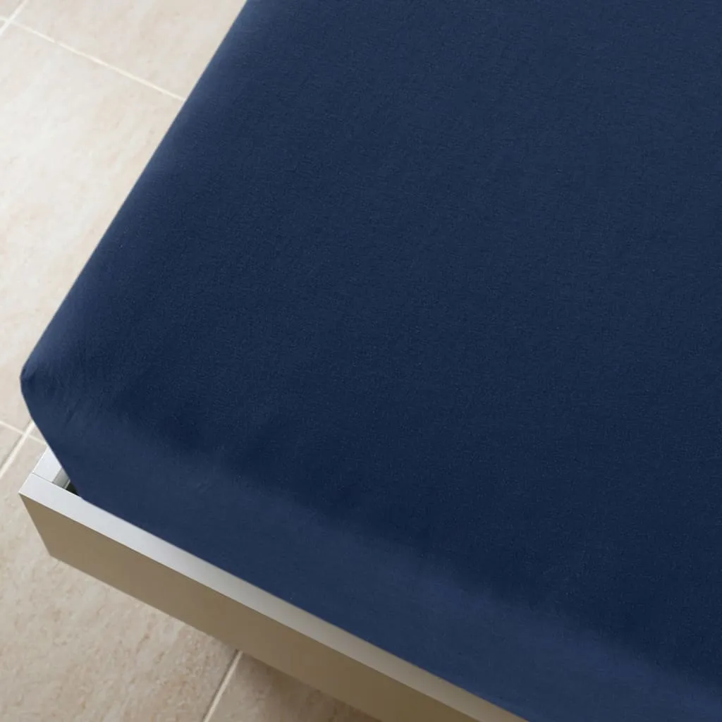 Jersey Fitted Sheets 2 pcs Navy Blue 140x200 cm Cotton