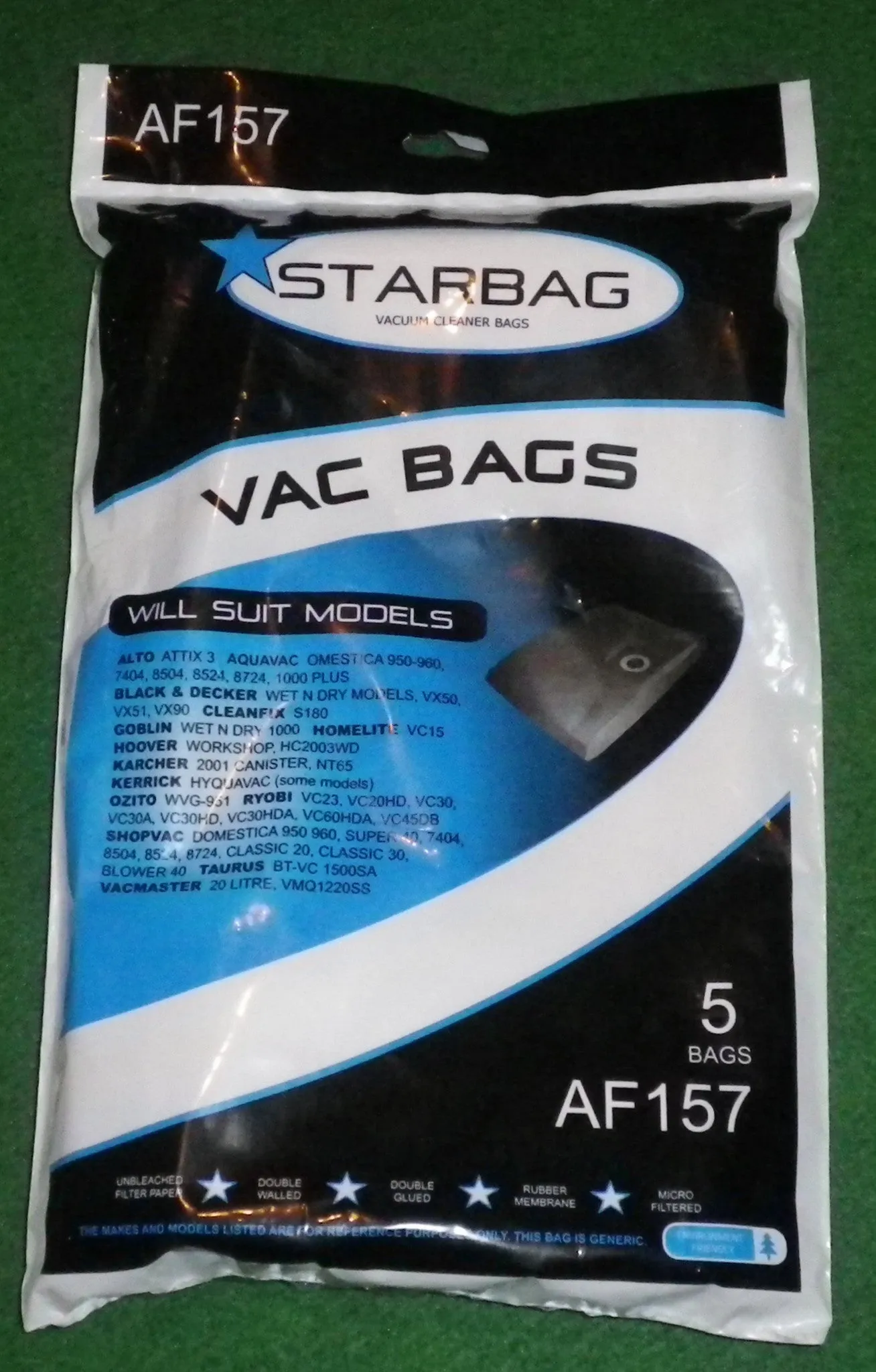 Karcher 2001, ShopVac, Alto Attix 3 Vacuum Cleaner Bags (Pkt 5) - Part # AF157