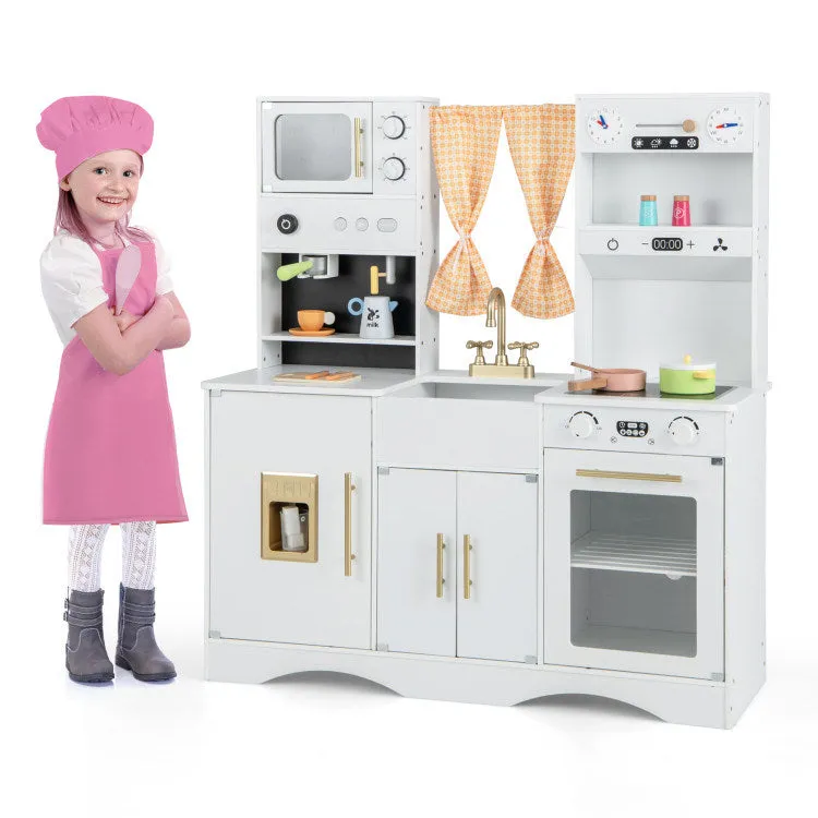 Kids Kitchen Playset with Microwave and Coffee Maker for Ages 3 