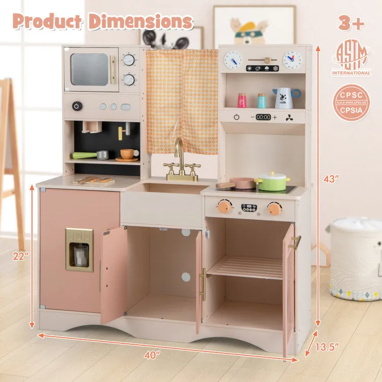 Kids Kitchen Playset with Microwave and Coffee Maker for Ages 3 