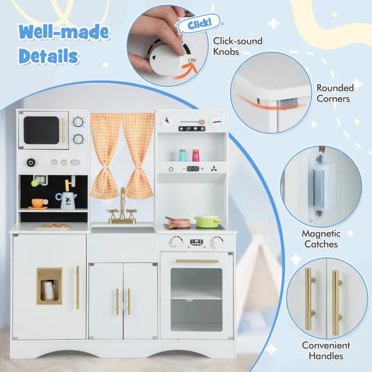 Kids Kitchen Playset with Microwave and Coffee Maker for Ages 3 