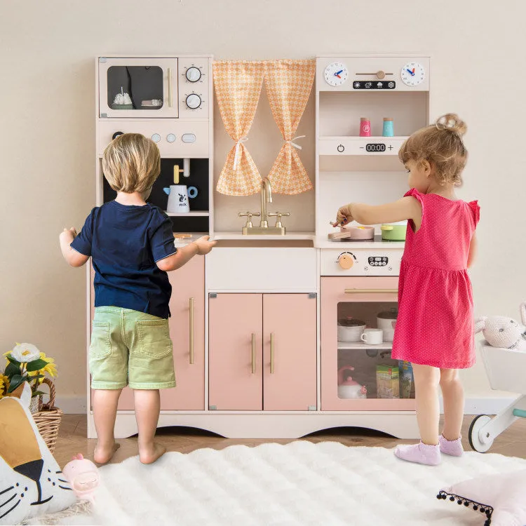 Kids Kitchen Playset with Microwave and Coffee Maker for Ages 3 