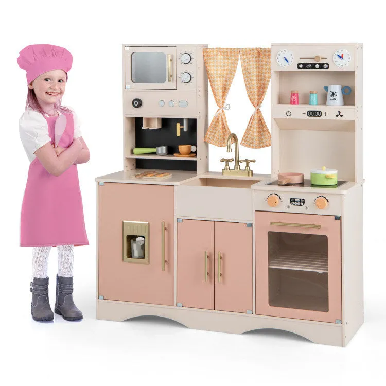 Kids Kitchen Playset with Microwave and Coffee Maker for Ages 3 