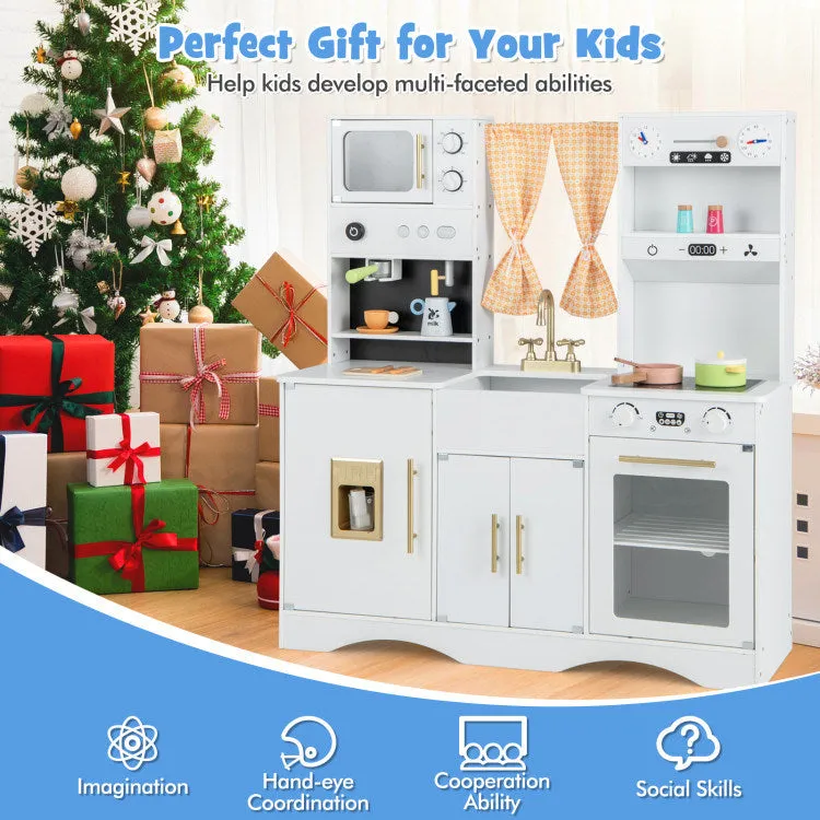 Kids Kitchen Playset with Microwave and Coffee Maker for Ages 3 