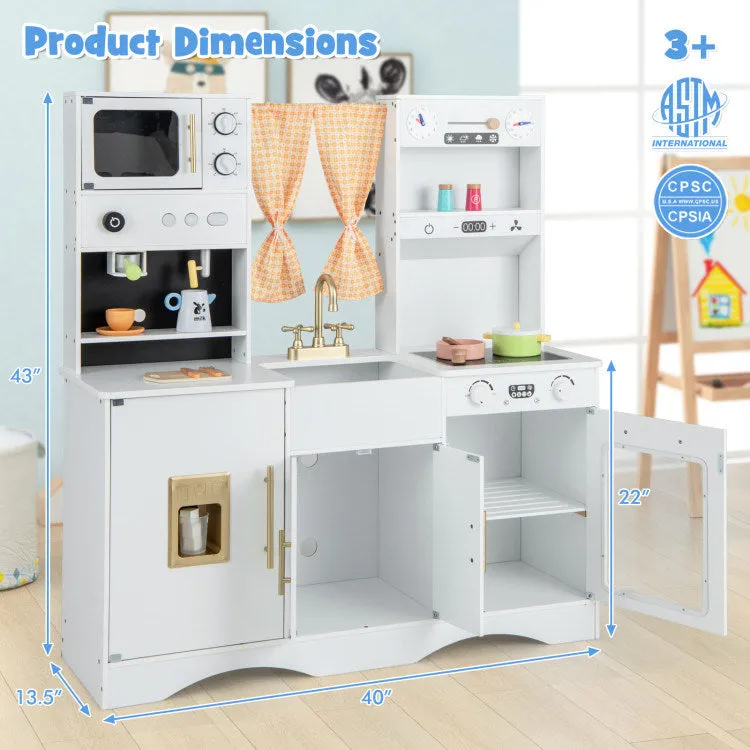 Kids Kitchen Playset with Microwave and Coffee Maker for Ages 3 