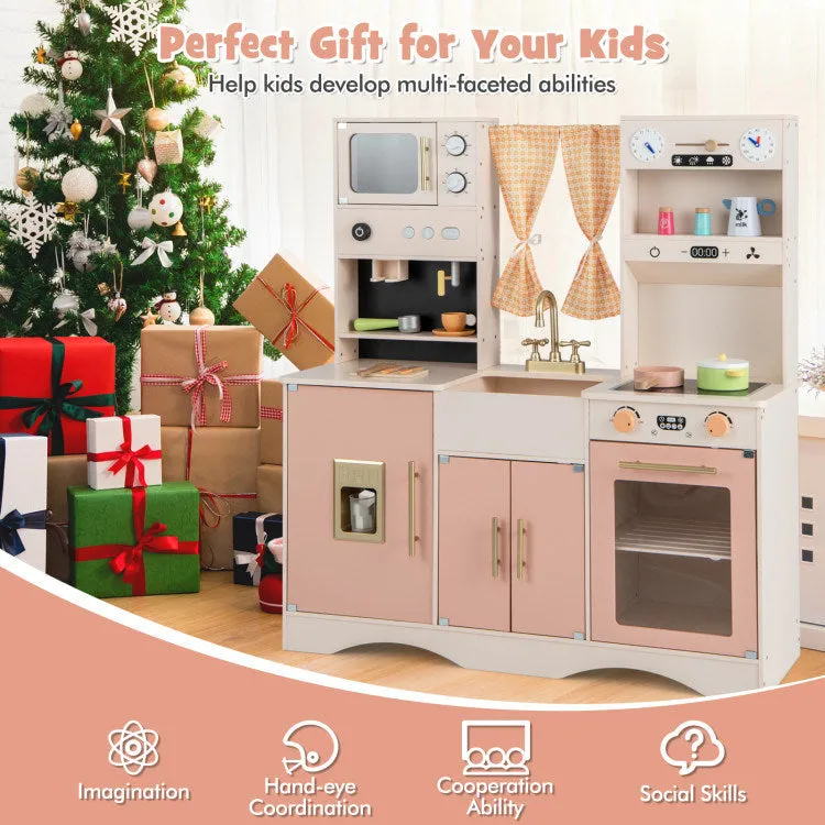 Kids Kitchen Playset with Microwave and Coffee Maker for Ages 3 