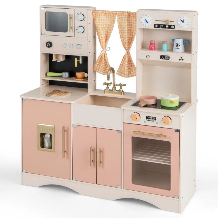 Kids Kitchen Playset with Microwave and Coffee Maker for Ages 3 