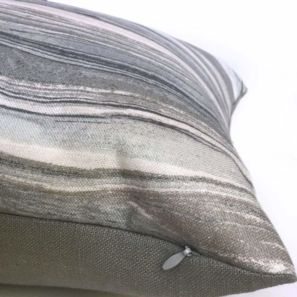 Kravet Couture Envisioned Abstract Greystone Swirled Marble Stripes  Geology Pattern Pillow Cover