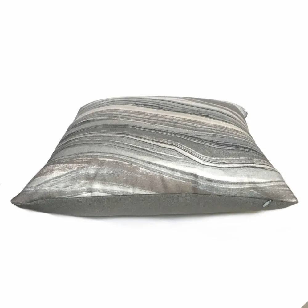 Kravet Couture Envisioned Abstract Greystone Swirled Marble Stripes  Geology Pattern Pillow Cover