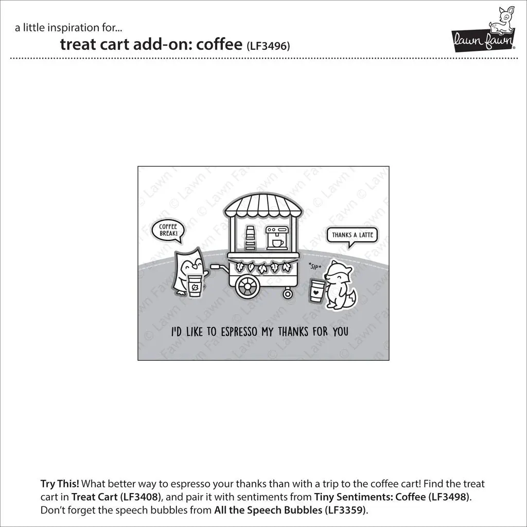 Lawn Fawn Clear Stamp Set - Treat Cart Add-On: Coffee