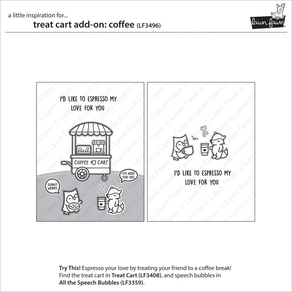 Lawn Fawn Clear Stamp Set - Treat Cart Add-On: Coffee