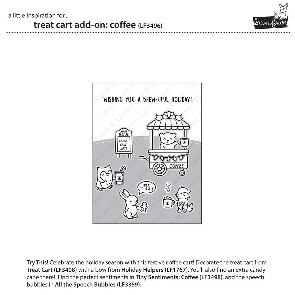 Lawn Fawn Clear Stamp Set - Treat Cart Add-On: Coffee