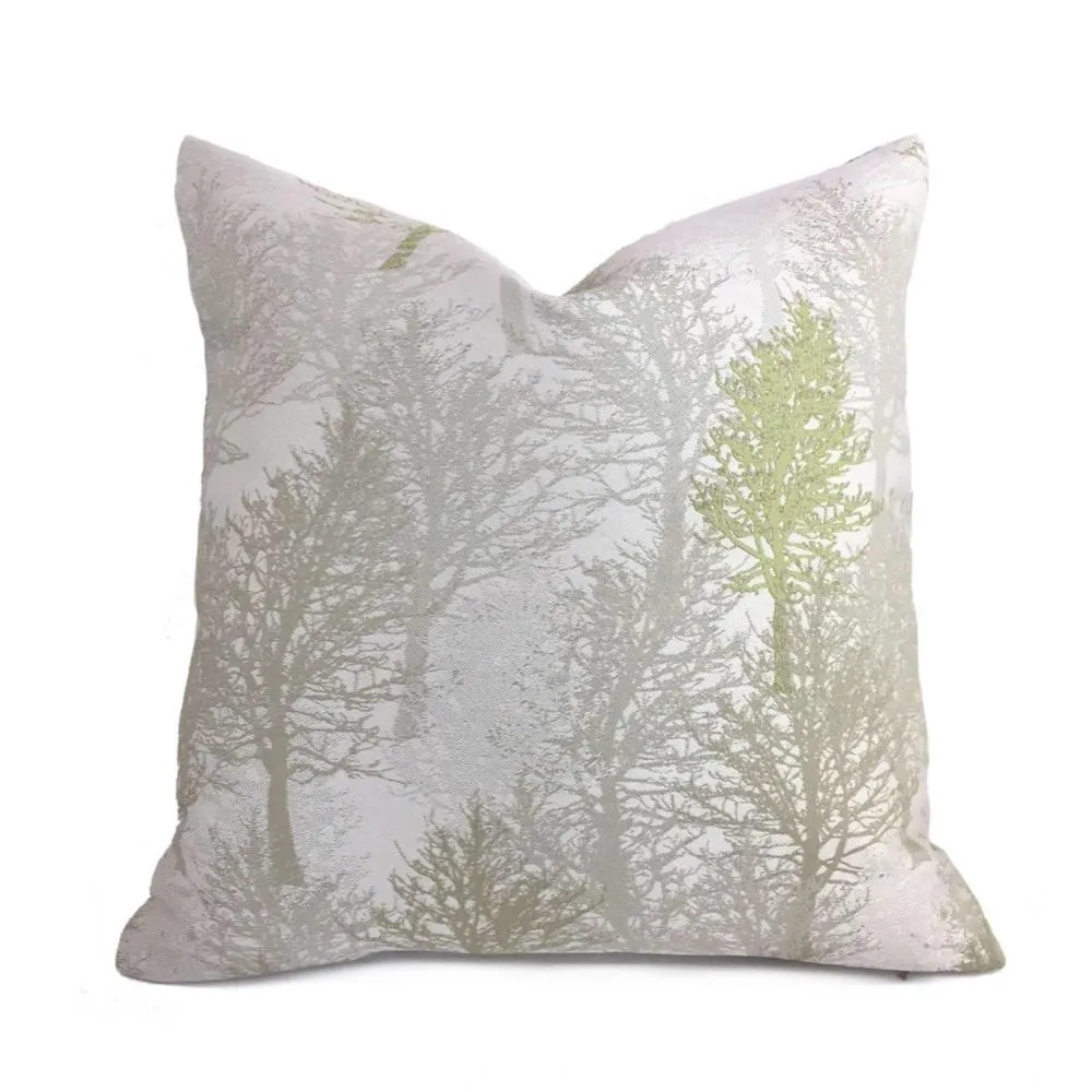 Light Gray Green Trees Nature Upholstery Pillow Cover