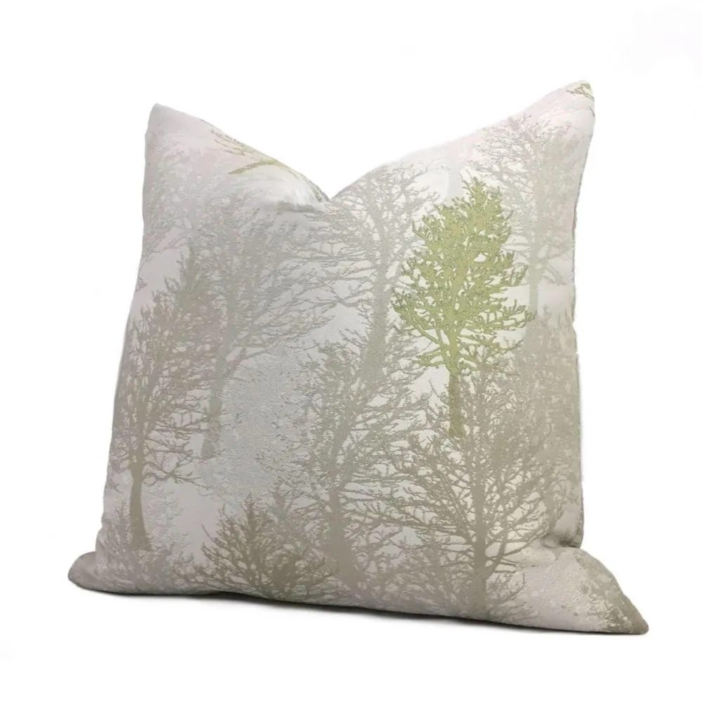 Light Gray Green Trees Nature Upholstery Pillow Cover