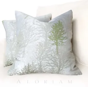 Light Gray Green Trees Nature Upholstery Pillow Cover