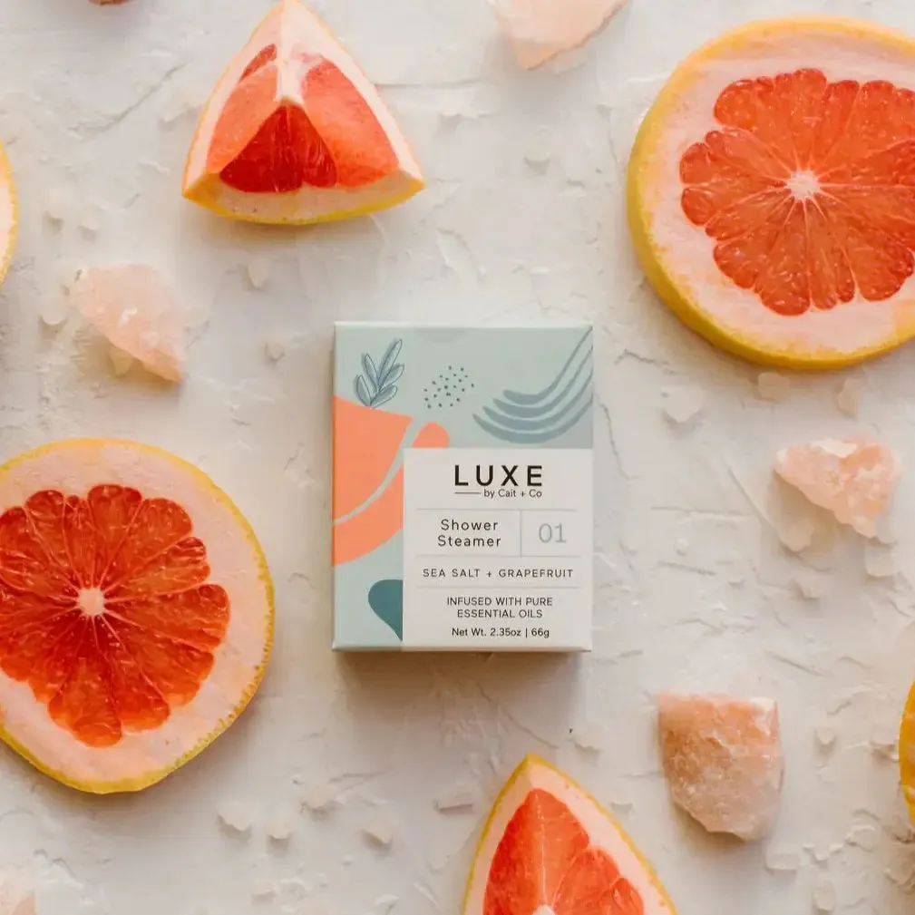 Luxe Sea Salt   Grapefruit Shower Steamer Fizzy Bomb