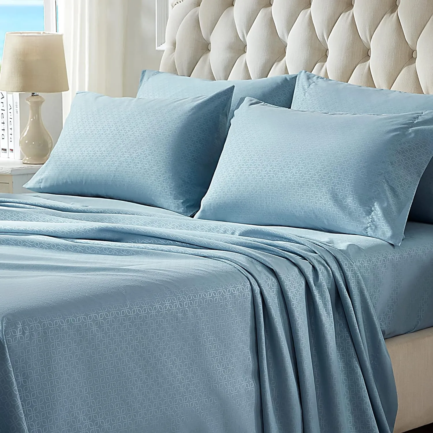 Luxury Hotel Embossed Sheets Set with Pillowcase