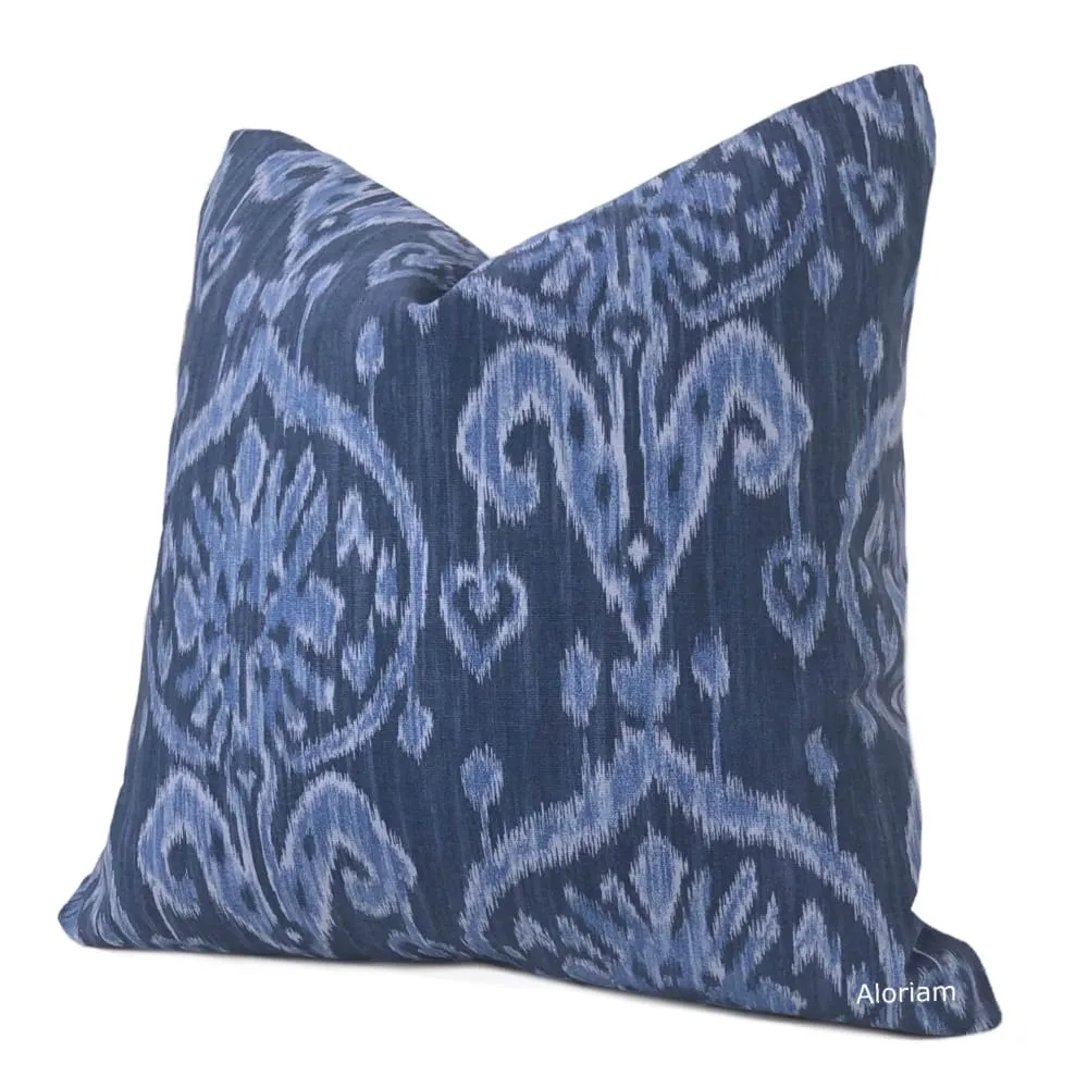 Malik Blue Ethnic Ikat Cotton Print Pillow Cover